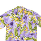 E&K Mens Purple & Green Floral Hawaiian Shirt M Cotton Blend Summer Beachwear