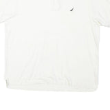 NAUTICA Mens White Short Sleeve Plain Polo Shirt L Cotton Blend Casual Classic