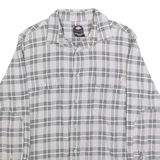 DICKIES Mens White & Grey Checked Cotton Blend Shirt M Workwear Casual