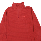 THE NORTH FACE Womens Red Polyester Blend Jacket M Half Zip Striped Outdoor