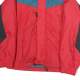 COLUMBIA Mens Red & Black Outdoor Jacket L Polyester Plain Zip Hooded