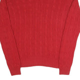 POLO RALPH LAUREN Womens Red Patterned Jumper V-Neck Cable Knit L Cotton Blend
