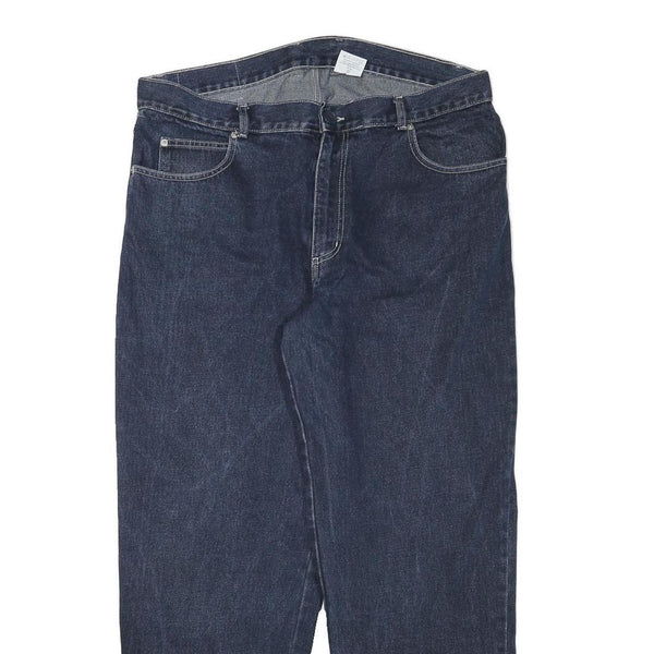 TRACK Mens Relaxed Blue Denim Jeans W38 L30 Zip Cotton Blend Casual Comfort