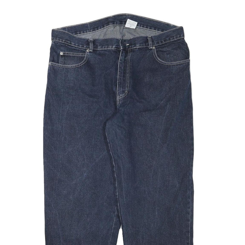 TRACK Mens Relaxed Blue Denim Jeans W38 L30 Zip Cotton Blend Casual Comfort