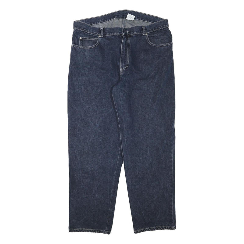 TRACK Mens Relaxed Blue Denim Jeans W38 L30 Zip Cotton Blend Casual Comfort