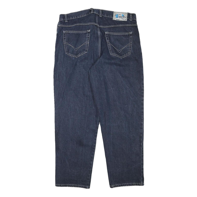TRACK Mens Relaxed Blue Denim Jeans W38 L30 Zip Cotton Blend Casual Comfort