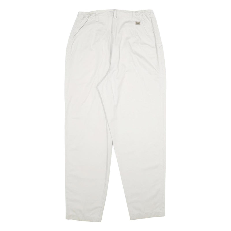 LEE Womens Cotton Blend White Classic Straight Trousers W30 L32 Zip Closure