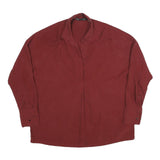 ZARA Womens Maroon Basic Long Sleeve V-Neck Top XS Lightweight