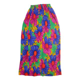 RHAPSODY Womens Yellow Floral Pleated Midi Polyester Skirt S Bright Colourful