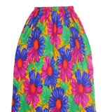 RHAPSODY Womens Yellow Floral Pleated Midi Polyester Skirt S Bright Colourful