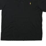 POLO RALPH LAUREN Mens Black & Yellow Short Sleeve Plain L Cotton Blend Polo