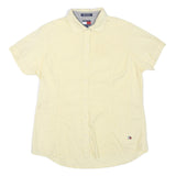 TOMMY HILFIGER Womens Cream Short Sleeve Shirt M Cotton Blend Casual Summer