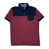 Tommy Hilfiger Striped Polo Shirt - Large Navy Cotton