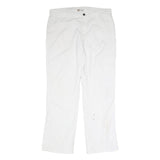 DICKIES Womens Cotton White Regular Straight Trousers W30 L39 Durable Workwear
