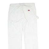 DICKIES Womens Cotton White Regular Straight Trousers W30 L39 Durable Workwear