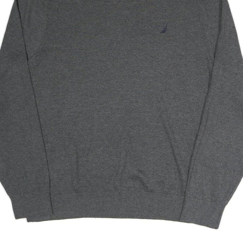 NAUTICA Mens Grey Plain Pullover Roll Neck Basic Knit XL Cotton Blend Jumper