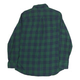 CHAPS Mens Green & Blue Check Shirt M Classic Cotton Button Down Collar Long