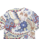 BETTY BARCLAY Womens Blue Beige Printed Button Shirt Short Sleeve UK 18 Silk Top