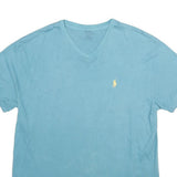 POLO RALPH LAUREN Mens Blue V-Neck T-Shirt S Cotton Classic Casual