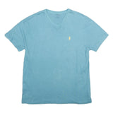 POLO RALPH LAUREN Mens Blue V-Neck T-Shirt S Cotton Classic Casual