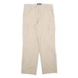SEA BARRIER Womens Cotton Blend Beige Relaxed Straight Trousers W34 L30 Pocket