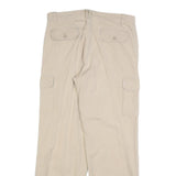 SEA BARRIER Womens Cotton Blend Beige Relaxed Straight Trousers W34 L30 Pocket