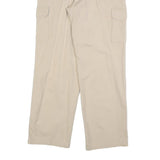 SEA BARRIER Womens Cotton Blend Beige Relaxed Straight Trousers W34 L30 Pocket