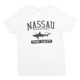 YAZBEK Mens White Nassau Bahamas Graphic T-Shirt M Short Sleeve Crew Neck Cotton