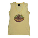 Harley Davidson Graphic Tank Top - Large Yellow Cotton
