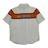 Harley Davidson Spellout Short Sleeve Shirt - Medium White Cotton