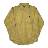 Age 10-12 Ralph Lauren Striped Shirt - Medium Yellow Cotton