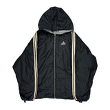 Adidas Striped Jacket - XL Black Polyester