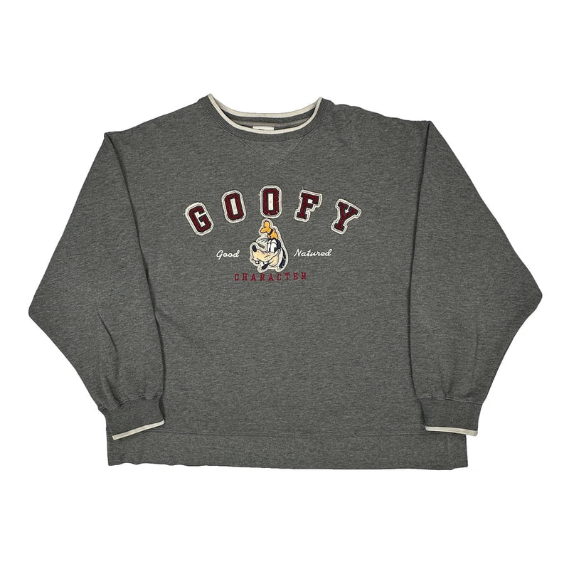 Goofy Character Disney Cartoon Sweatshirt - Large Grey Cotton