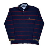 Tommy Hilfiger Striped Long Sleeve Polo Shirt - 2XL Navy Cotton