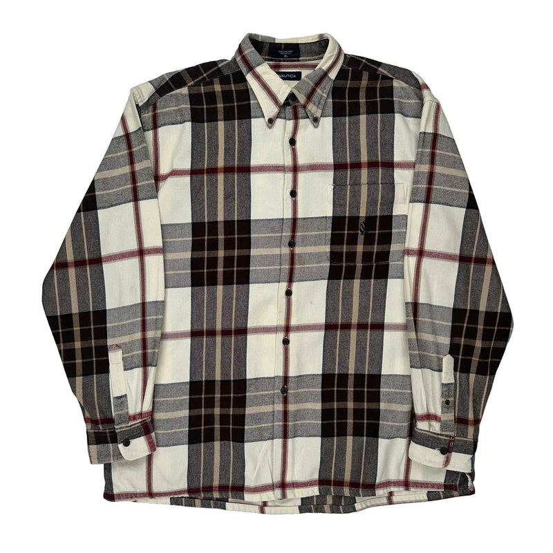 Nautica Checked Flannel Shirt - XL Multicoloured Cotton