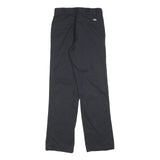 DICKIES Mens Black Regular Fit Straight Leg Trousers W29 L32 Cotton Blend Zip