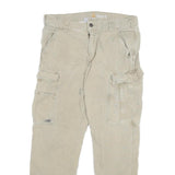 CARHARTT Mens Beige Relaxed Cargo Trousers W34 L30 Cotton Blend Workwear