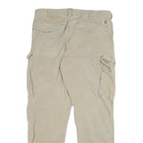 CARHARTT Mens Beige Relaxed Cargo Trousers W34 L30 Cotton Blend Workwear