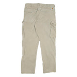 CARHARTT Mens Beige Relaxed Cargo Trousers W34 L30 Cotton Blend Workwear