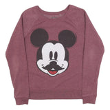 DISNEY Womens Maroon Crew Neck M Mickey Mouse Graphic Sweatshirt Cotton Blend