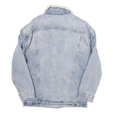LEVI'S Womens Blue Denim Sherpa Collar Jacket XS Cotton Blend Button Closure