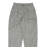 MICHELE Womens Wool Blend Relaxed Check Trousers W28 L30 Classic Fit