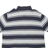 TOMMY HILFIGER Mens Blue & Grey Striped Short Sleeve Polo Shirt XL Cotton Blend