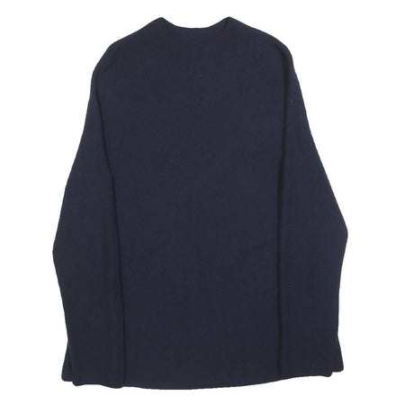 JIGSAW Womens Navy Plain Wool Blend Jumper Crew Neck Basic Knit M Classic