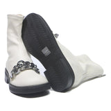 CHARLES & KEITH Womens Ankle Boots White Leather UK 4 Stylish Chunky Chain
