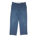 DICKIES Mens Cotton Blend Blue Regular Fit Straight Leg Trousers W34 L28