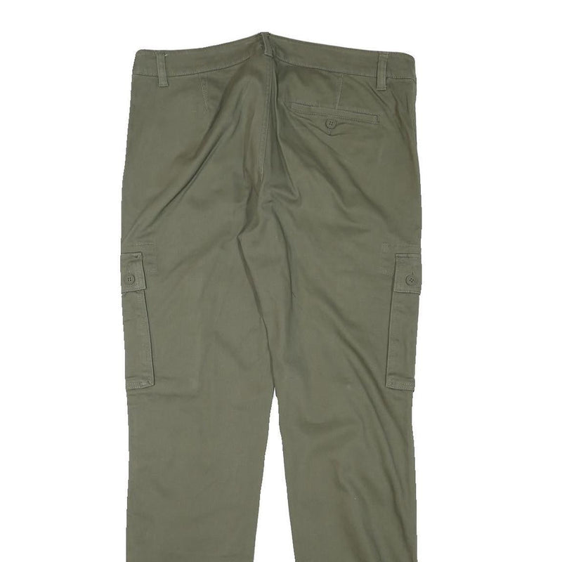 PIER ONE Mens Cotton Blend Slim Cargo Green Trousers W34 L32 Zip Pockets