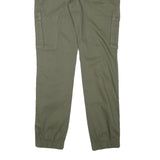 PIER ONE Mens Cotton Blend Slim Cargo Green Trousers W34 L32 Zip Pockets