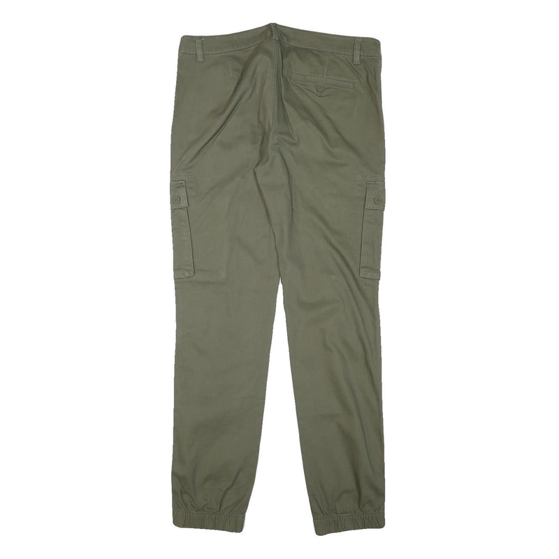 PIER ONE Mens Cotton Blend Slim Cargo Green Trousers W34 L32 Zip Pockets