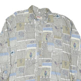 JUPITER Mens Grey Green & Blue Patterned Cotton Blend Shirt XL Casual Long